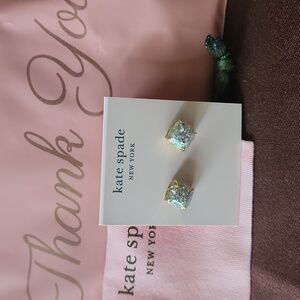 kate spade Gold-Tone Iridescent Glitter Square Stud Earrings